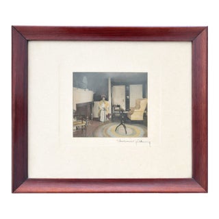 Vintage Wallace Nutting Hand-Colored Photograph – Colonial Interior Scene For Sale