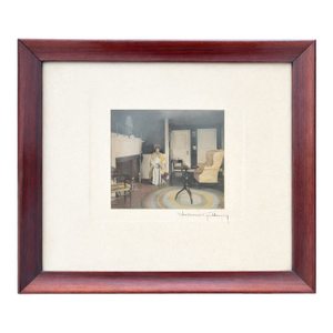 Vintage Wallace Nutting Hand-Colored Photograph – Colonial Interior Scene