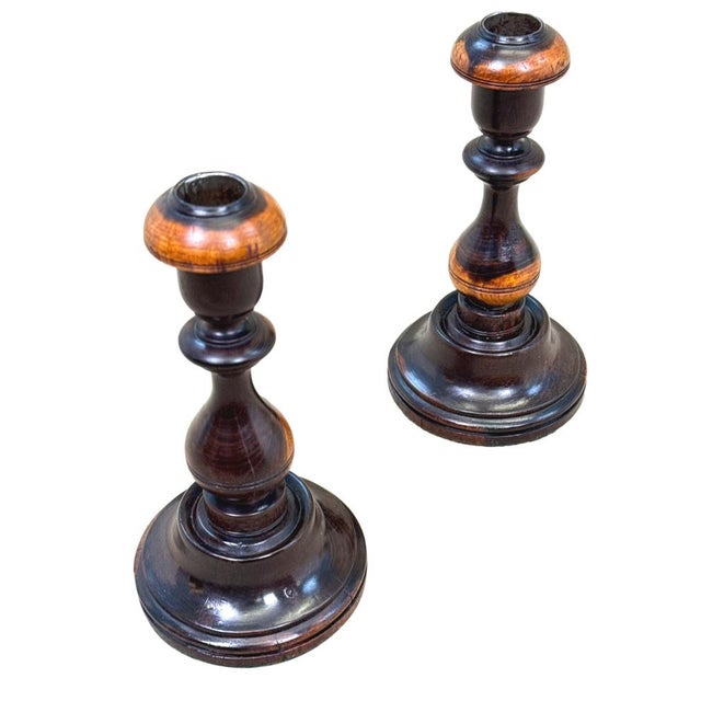Lignum Vitae Treen Candlesticks, 1830s, Set of 2 For Sale - Image 9 of 10