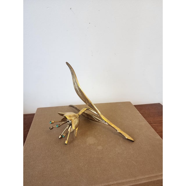 Vintage Italian Gilt Brass Flower Candle Holder Hollywood Regency Floral Centerpiece Gold Metal Lily Sculpture Decor For Sale - Image 16 of 16