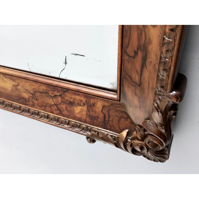 Vintage Rectangular Wall Mirror in Beech and Walnut Frame, Italy, 1940s For Sale - Image 9 of 13
