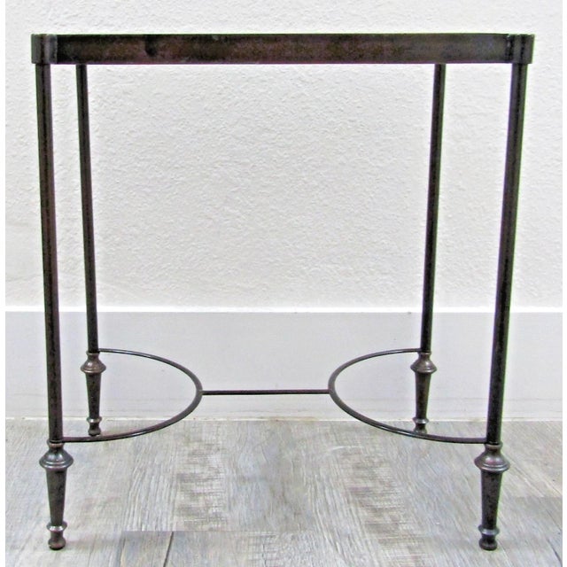 Mid-Century Modern Vintage Rectangular Bronze and Black Granite Top 18" Tall Drink Table For Sale - Image 3 of 18