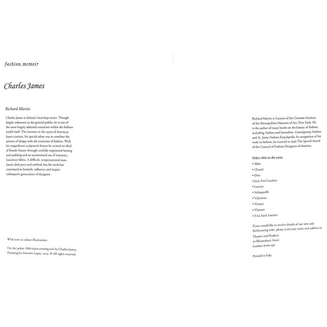 "Charles James: Fashion Memoir" 1997 Martin, Richard For Sale - Image 4 of 11