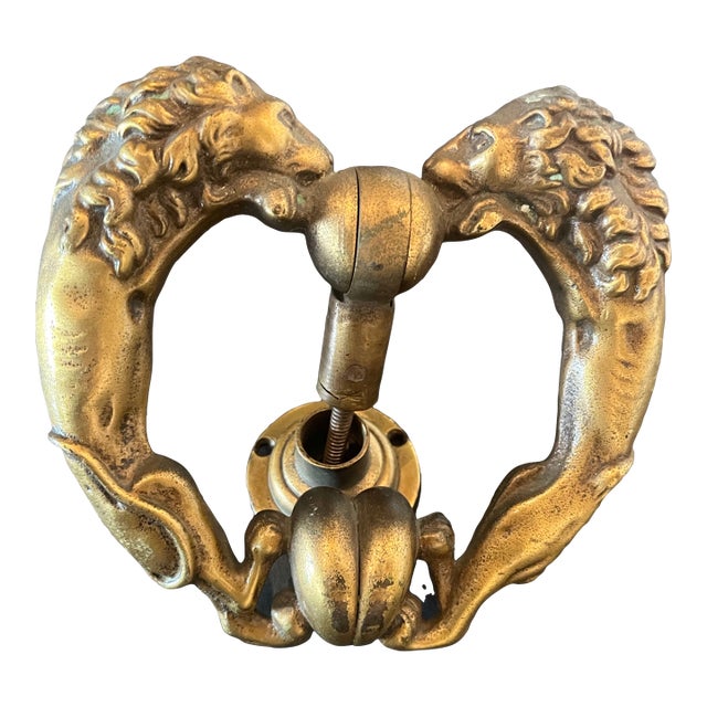 Antique Victorian Brass Door Knocker Lions For Sale