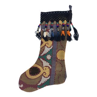 Antique Suzani Christmas Stocking For Sale