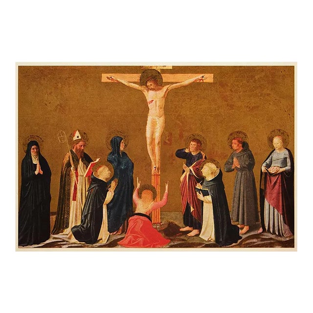 1953 After Fra Angelico "The Crucifixion", Gold Printed First Edition Vintage Print For Sale