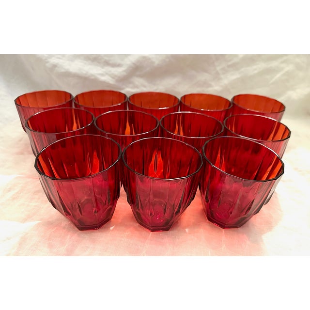 1970s Vintage Ruby Red Double Old Fashion Glasses -Set of 6 For Sale - Image 5 of 6