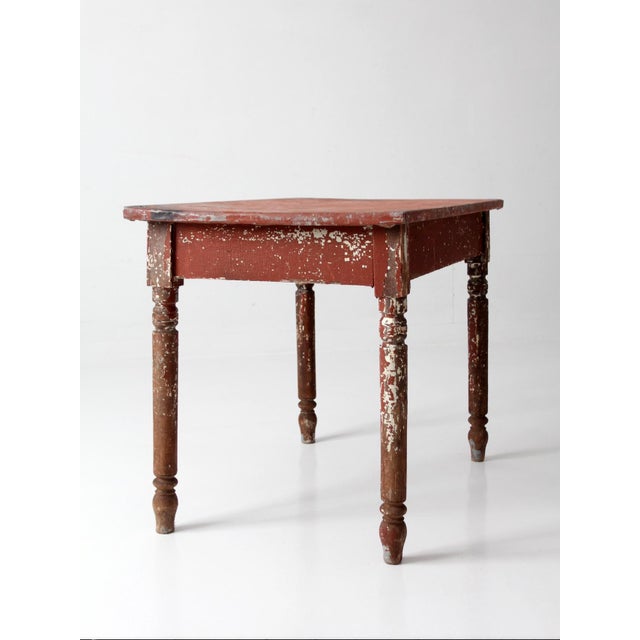 Antique Painted Farmhouse Table With Metal Top For Sale - Image 15 of 18