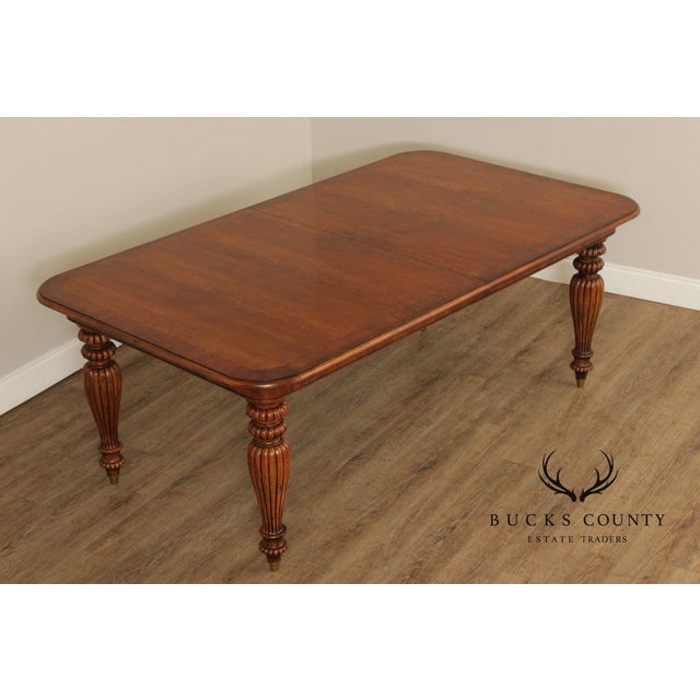 Traditional Henredon Somerton Banded Mahogany Rectangular Dining Table With Fluted Legs For Sale - Image 3 of 18
