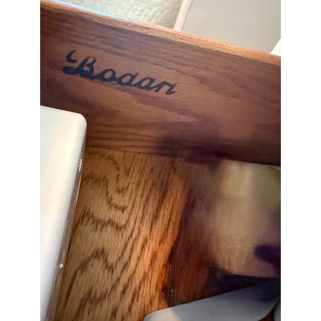 White Painted Side Table With Wood Top by Bodart For Sale In Nashville - Image 6 of 6