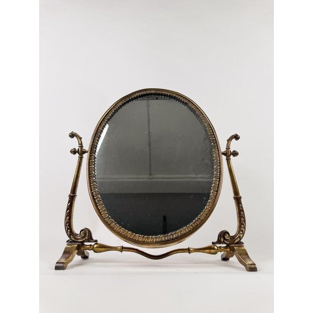 Mid-Century Italian Neoclassical Oval Cast Brass Vanity Mirror, 1950s For Sale - Image 16 of 18