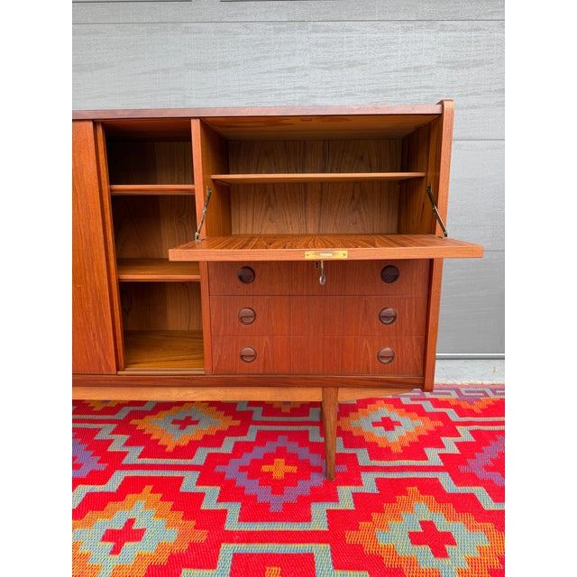 Mid-Century Modern Danish Teak Highboard For Sale - Image 9 of 12