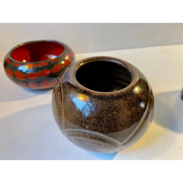 Scandinavian Modern Studio Vases in Glazed Ceramic, 1960s, Set of 3 For Sale - Image 4 of 13