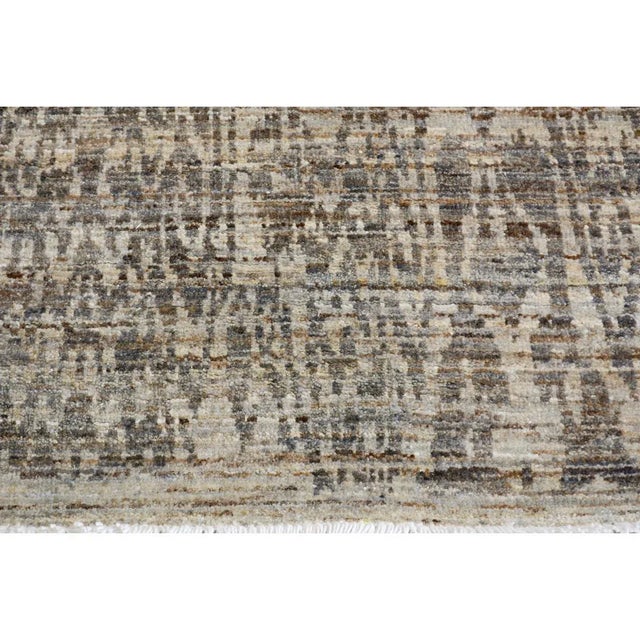 1990s Modern Ikat Gray & Blue Wool Rug - 4'1 X 6'3 For Sale In New York - Image 6 of 8