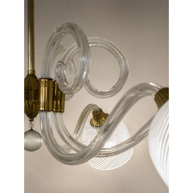Large Six-Light Chandelier in Blown Murano Glass by Ercole Barovier, 1930s For Sale - Image 6 of 14