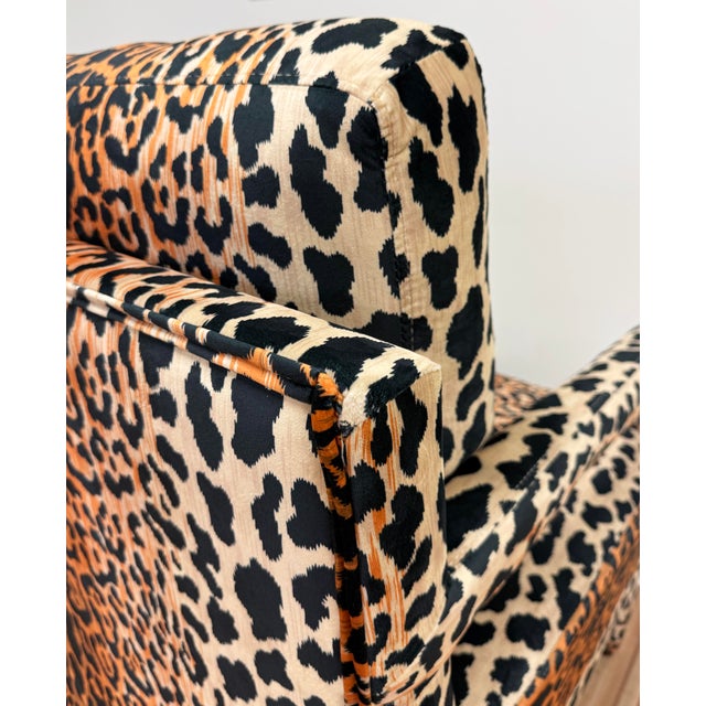 Black Modern Leopard Print Velvet Parsons Lounge Chair - Single For Sale - Image 8 of 13