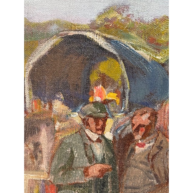 Vintage Painting on Canvas of Hungarian Horse Race- Signed For Sale - Image 4 of 14