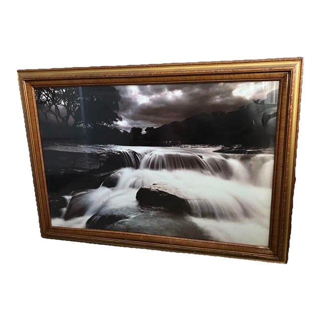 Framed Art Print "Yorkshire Dales Waterfall" by Tony Bowran Switzerland 1990 Reproduction For Sale