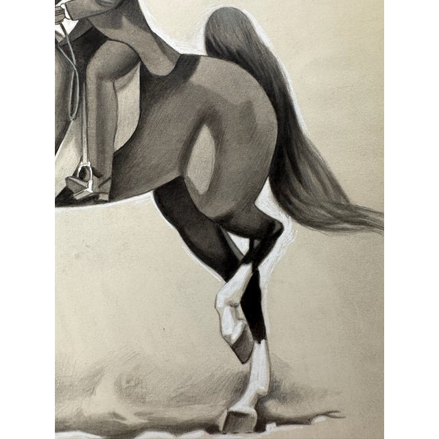 American 1940s Original Signed Graphite Illustration of Saddle Horse With Rider, 11 X 9½ In. For Sale - Image 3 of 6