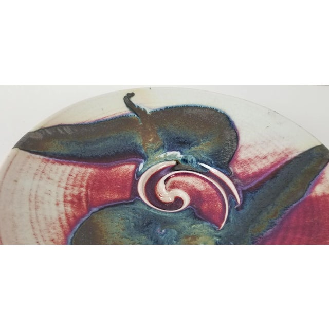 1990s 1997 Vintage Colorful Pottery Wall Art/Table Bowl, Signed For Sale - Image 5 of 8