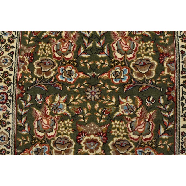 Sarouk Runner 2’4” X 11’6” Green Wool Traditional Hand-Knotted Oriental Rug For Sale - Image 9 of 14