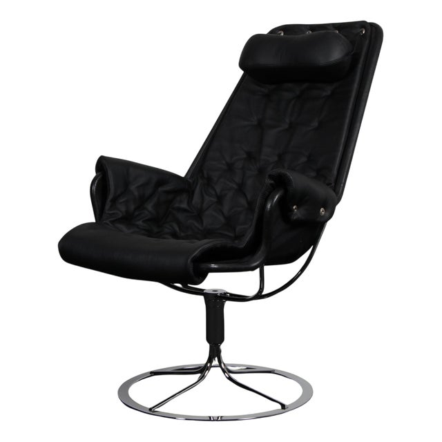 Jetson Lounge Chair in Black Leather by Bruno Mathsson for Dux, 2000s For Sale