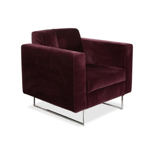 Embrace Set Armchair and Stool in Fabric Chrome Velour Velvet Purple Aubergine with Manual Function by Brühl, Set of 2 For Sale - Image 6 of 18