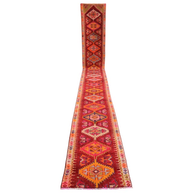 Extremely Long Hand-Knotted Kurdish Runner Rug Turkish Runner. Tribal Hallway Decor - 2′3″ × 18′4″ For Sale - Image 12 of 18