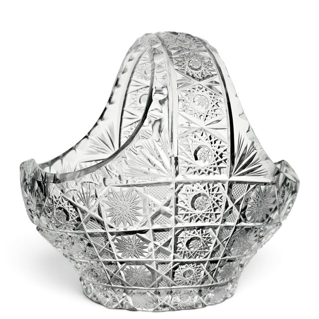 Mid-to-Late 20th Century Czech Bohemian Queen’s Lace Cut Crystal Basket 6" For Sale In San Francisco - Image 6 of 12
