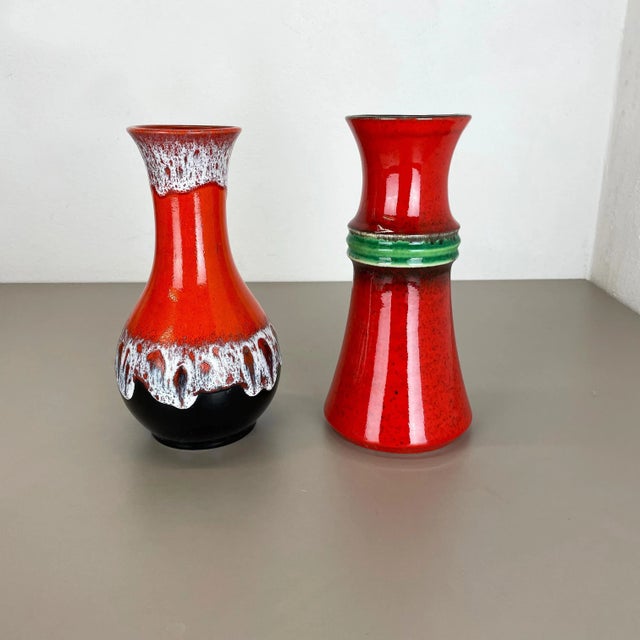 Fat Lava Op Art Pottery Vase from Jasba Ceramics, Germany, Set of 2 For Sale - Image 3 of 18