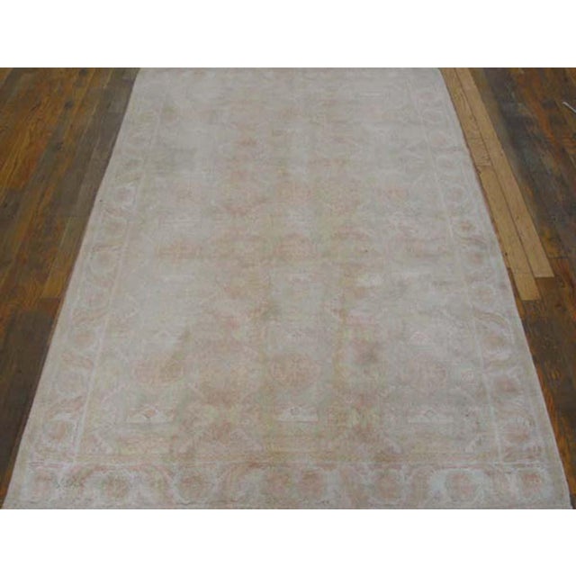 Antique Indian Agra, cotton rug, measures: 4'0" x 6'6". Antique Agra - Cotton Indian Green 1920s Rug, Circa Date: 1920s....