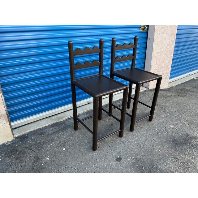 Wood Pair of Country French Counter Stools For Sale - Image 7 of 10