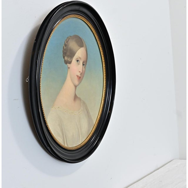 French Late 19th Century Framed Oval Portrait For Sale In Baton Rouge - Image 6 of 11