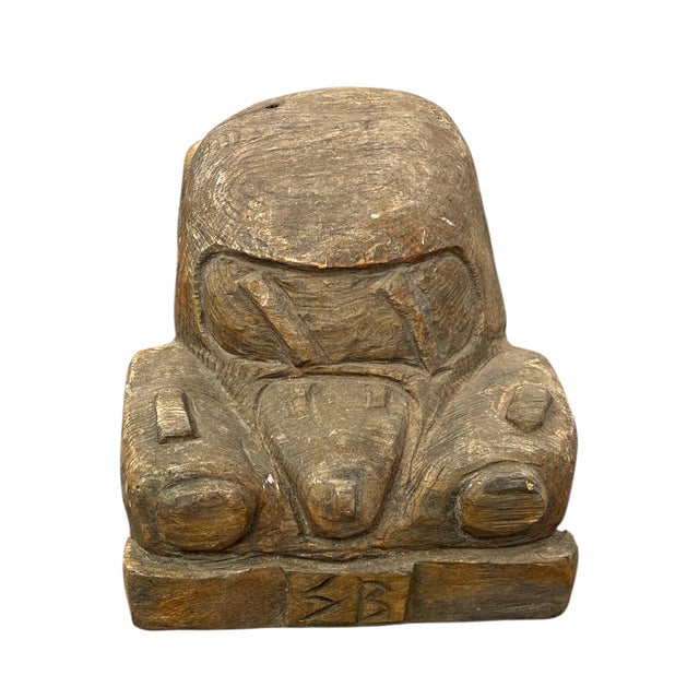 Vintage Hand Carved Wooden Car Sculpture in the Style of a Volkswagen Beetle For Sale In Seattle - Image 6 of 12