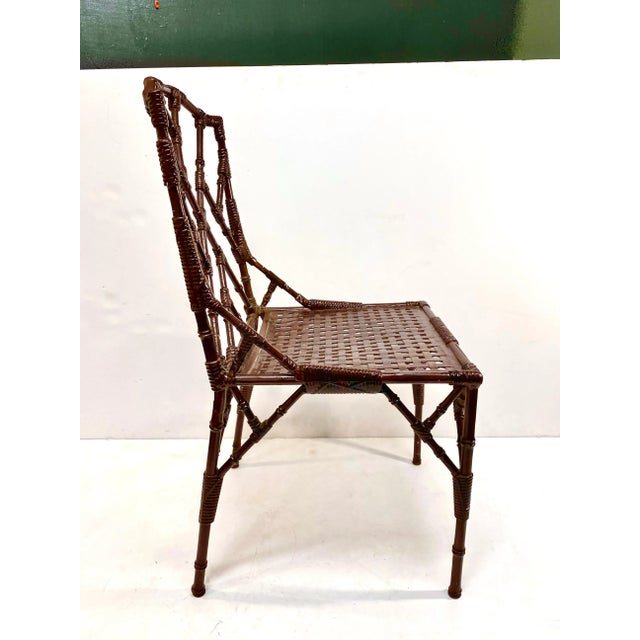 Metal Faux Bamboo Table and Four Chairs For Sale - Image 7 of 11