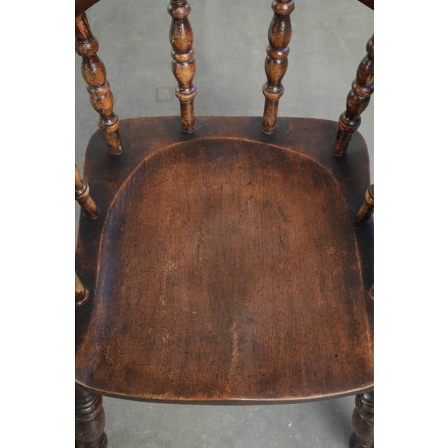Antique English Wooden Captain Chairs, Late 19th Century, Set of 4 For Sale - Image 6 of 18