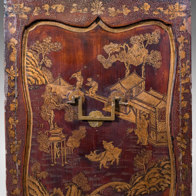 Antique Campaign Cabinet on Stand, Oriental, Chinoiserie, Cupboard, Victorian For Sale - Image 11 of 12
