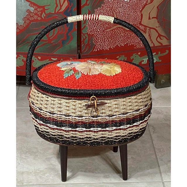 Vintage Sewing Basket Mid Century Design For Sale - Image 11 of 11