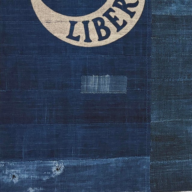 Distressed Cotton Fort Moultrie Liberty Flag Made From Vintage Indigo For Sale - Image 4 of 4