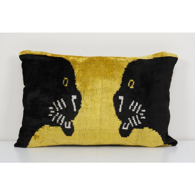 1960s Panther Ikat Velvet Pillow For Sale - Image 5 of 5