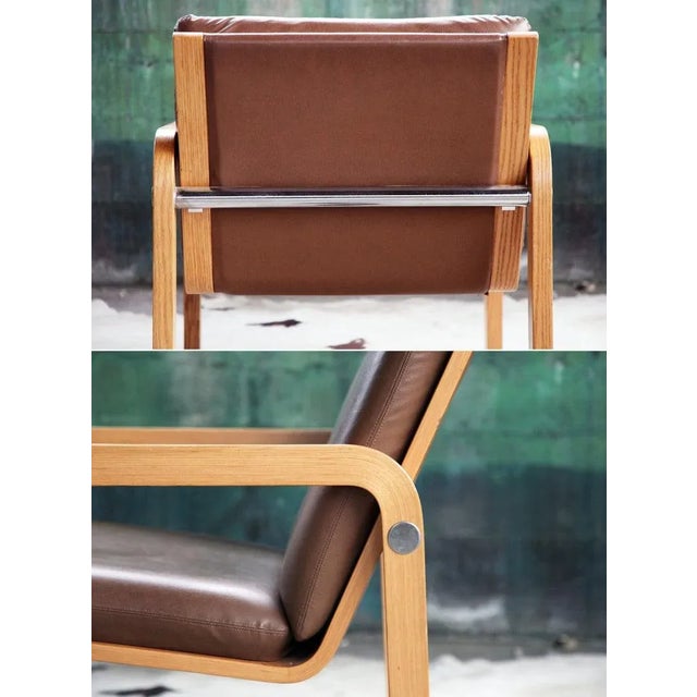 Mid Century Thonet Oak Bentwood & Chrome Armchair For Sale - Image 10 of 11