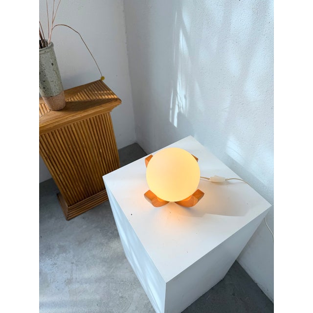 Vintage Ball Desk Lamp with Pine Stand, 1980s For Sale - Image 12 of 18