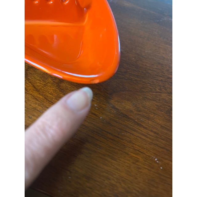 Plastic Vintage Bright Orange Melamine Boomerang Ashtray For Sale - Image 7 of 8