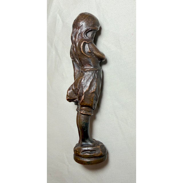 Antique 19th Century Figural Bronze Little Girl Child Wax Seal Statue Figure For Sale - Image 9 of 9