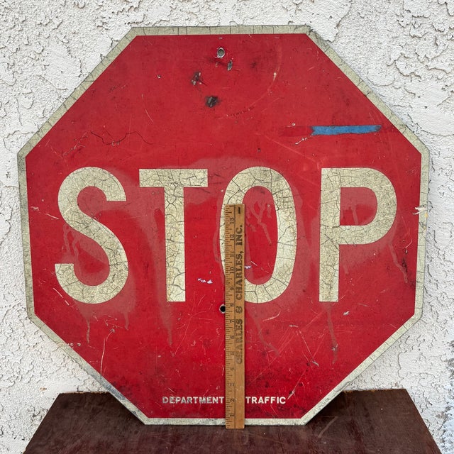 Large Mid Century Industrial Traffic Stop Sign, 24 X 24 For Sale - Image 12 of 15