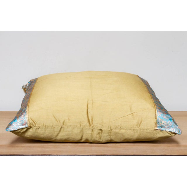 1990s Ochre Festive Silk Euro Pillow Cover For Sale - Image 5 of 7