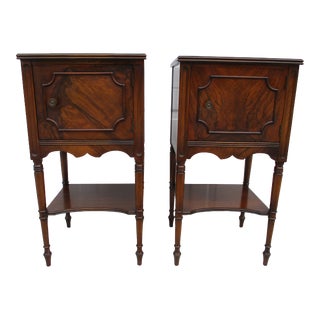 Traditional Georgian Figured Mahogany Nightstands -A Pair For Sale