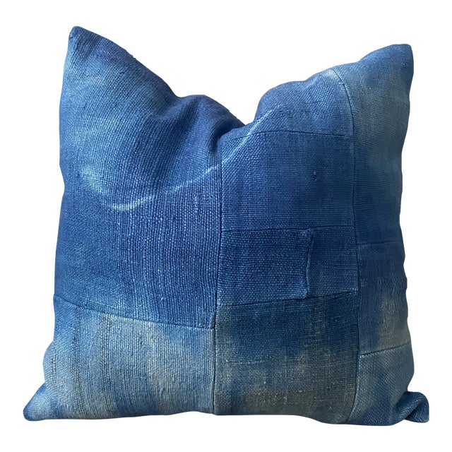 Vintage Blue Hemp Pillow Cover For Sale