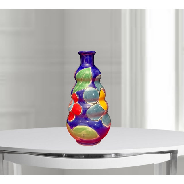 Contemporary La Musa Abstract Floral Ceramic Vase For Sale - Image 3 of 15
