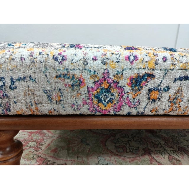 Rug Print Fabric Upholstered Coffee Table For Sale - Image 9 of 11